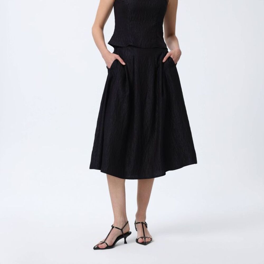 Women's Relaxed Midi A-Line Skirt - A New Day Black S